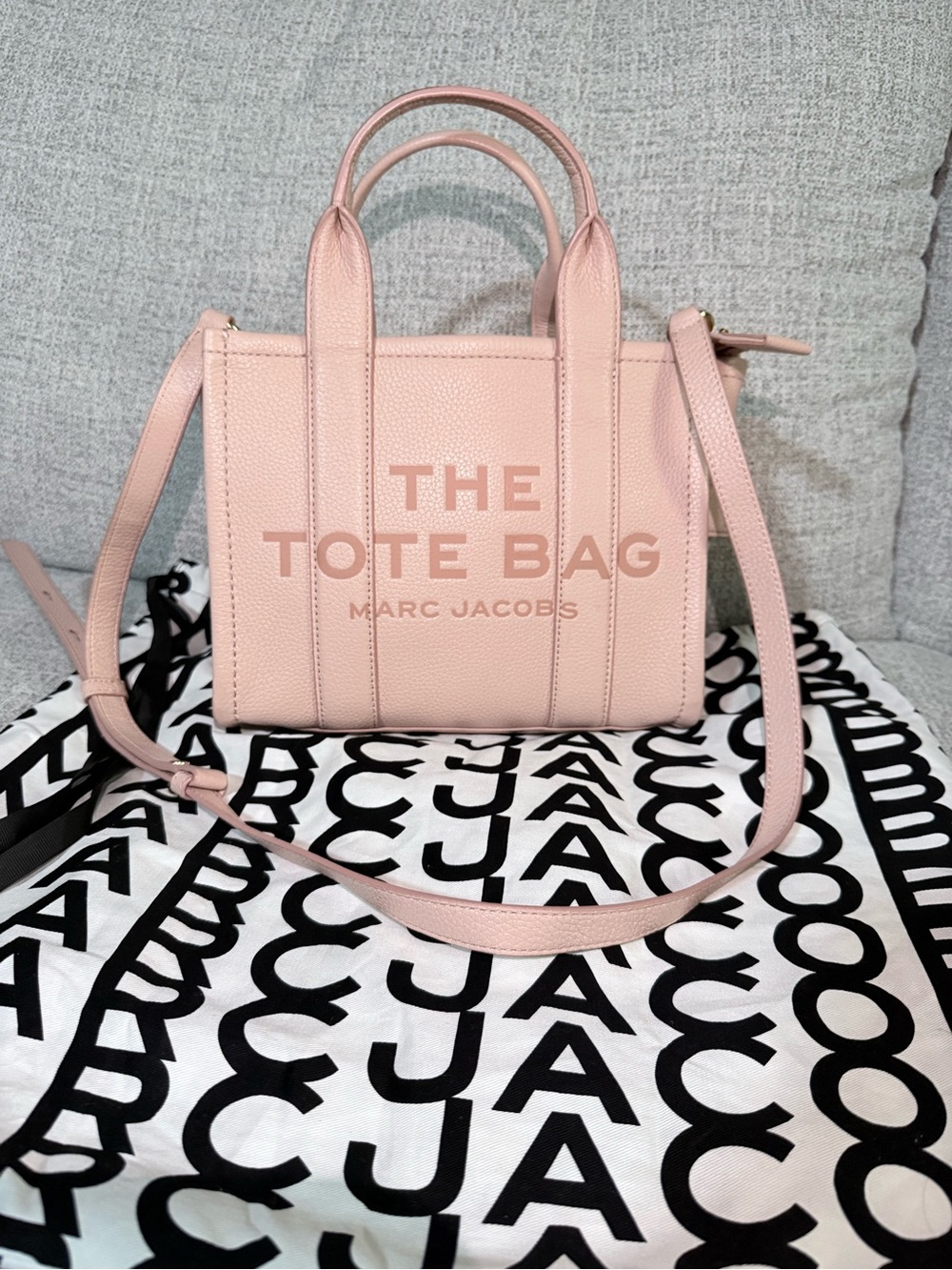 Marc Jacobs Blush Pink The Tote Bag Small Pebbled Leather Tote